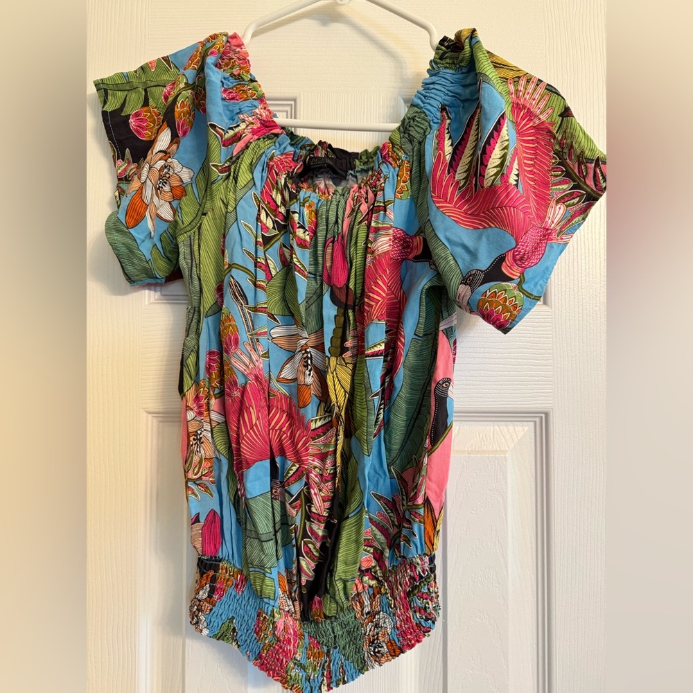 Tropical Floral Off-Shoulder Top